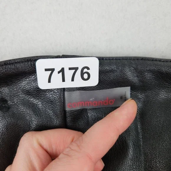 Commando Pants Womens Medium Black Faux Leather Paperbag Waist Belted Vegan - Picture 10 of 12